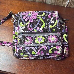 Vera Bradley Floral Crossbody Bag in Purple and Green